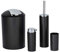 WENKO Badezimmer Zubehör Set Calvo 4-teilig Seifenspender Zahnputzbecher WC-Bürste Toilettenbürste WC-Garnitur Kosmetikeimer Schwarz mit Chrom Details aus Kunststoff
