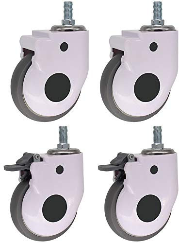YJDQJL 4 Rotelle/Rotelle con Stelo Filettato, Rotelle Girevoli Silenziose 3/4 / 5inTPR / Rotelle con Freno, per Apparecchiature Mediche, Carrelli/C / 75mm