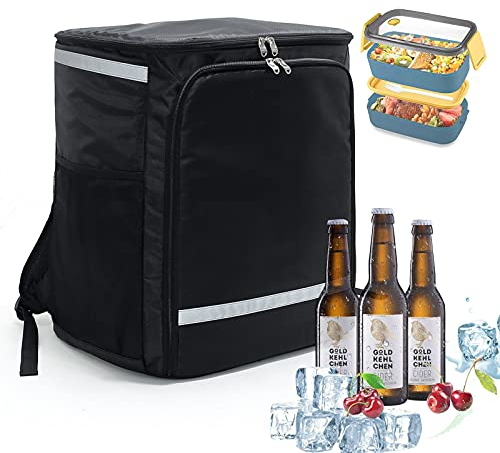 Ledph KüHlrucksack Wandern, 57l KüHltasche Einkaufstasche, KüHltasche Klein für Die Arbeit, Kuhl Taschen für Lebensmitteltransport, Rucksack Schwarz