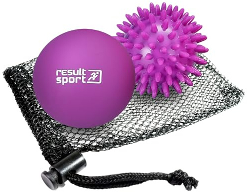 ResultSport Massaggio Ball, Recupero Fascite Plantare, Massaggio Punto di Trigger, Sollievo miofasico del tessuto profondo (Riccio & Lacrosse - Violette, Riccio/Lacrosse - 2 Palline)