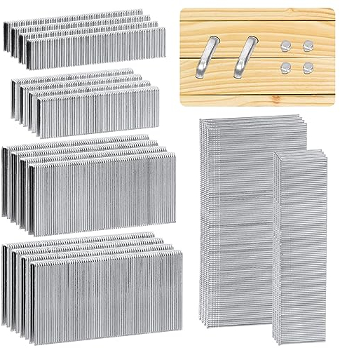 Tanstic 3624Pcs 18 Gauge 1/4 Narrow Crown Staples with Brad Nails Assortment Kit, 3/4, 1, 1-1/4, 1-1/2 Galvanized Finish Staples and 1, 2 Brad Nails for Pneumatic Electric Stapler (Silver)