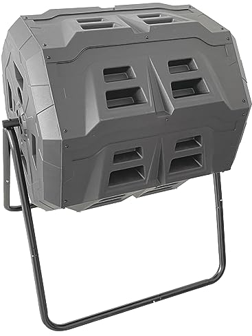 GARDINGER Trommelkomposter TK-160 wetterfester Kunststoff Stahlgestell 360° drehbar 160 l Fassungsvermögen