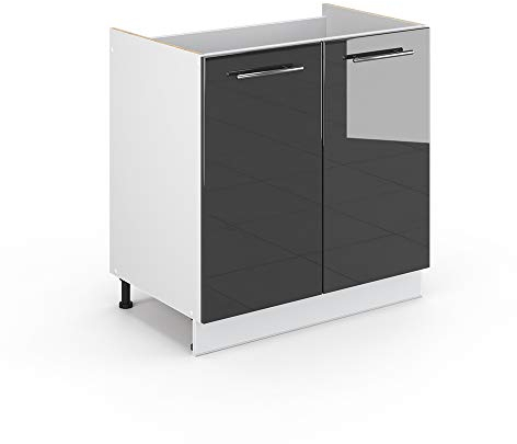Vicco Waschbeckenunterschrank Fame-Line, Anthrazit Hochglanz/Weiß, 80 x 81.6 cm ohne Arbeitsplatte