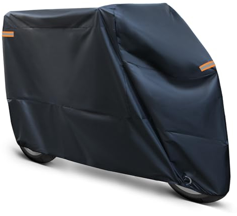ANFTOP Telo Coprimoto da Esterno Interno Impermeabile Copri Moto 210D Poliestere Copertura Moto Universale per Motocicletta Motocross Scooter Vespa Motorino (250X105X125CM)