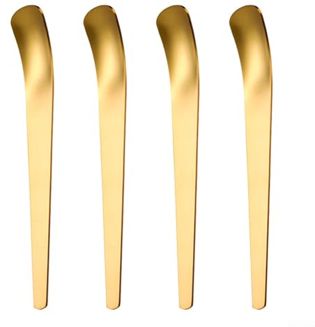 Paquete de 4 cucharas de té planas de acero inoxidable para espresso, postre, cuchara de café pequeña (dorada)