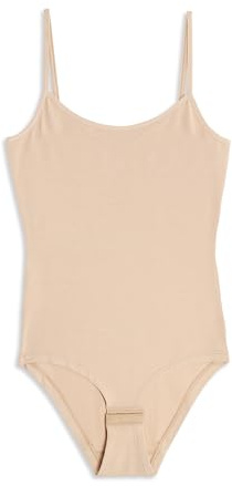Cotonella, Body con tirantes finos de tela – Caballo abatible y ajustable con ganchos – Suave jersey de algodón bielástico – Art. GD008, beige, 5
