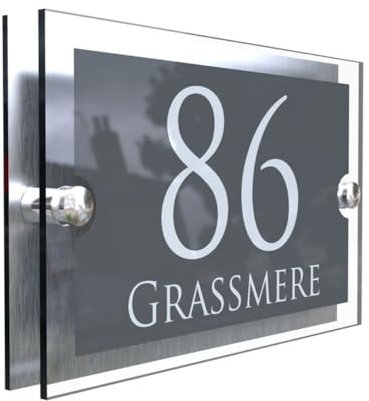 Letrero acrílico 3D moderno con números de casa para exteriores, letreros de calle personalizados, letrero acrílico personalizado, placas de números de puerta para pared, placas de números de casa (21