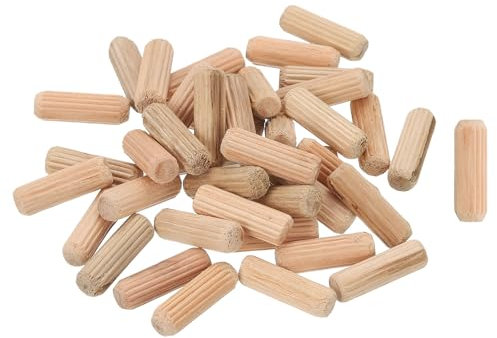 sourcing map 200 tasselli in legno da 8 mm x 25 mm, estremità smussate scanalate, tasselli in legno duro, tasselli in legno per mobili, artigianato fai da te