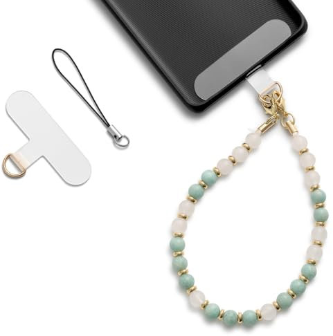MORSUNBELA Bracelet Telephone Chaîne de Téléphone Portable, Bijoux de Telephone Lanière de Téléphone Perlée Chaine Telephone Portable, Chaîne de Téléphone Portable Perles (Pierre de Tianhe)