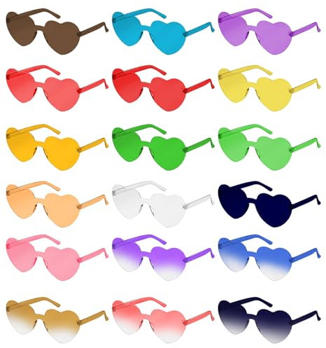 BNWRRCVKE 18 Pares Gafas de Sol en Forma de Corazón,Pares de Gafas de Fiesta,Hippy Gafas de Sol,Gafas de Fiesta de Color,Gafas de Disfraz Divertidas para Carnaval,Navidad,Fiesta De Cumpleaños