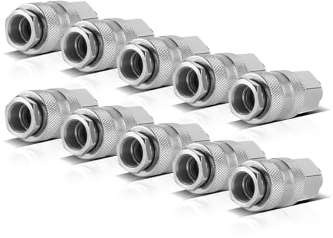 STAHLWERK Druckluft-Schnellkupplungen 10er Set – Druckluftkupplung NW 7,2 mit 1/4 Anschlussgewinde, bis 35 bar belastbar, robust, langlebig, Zubehör für Druckluftkompressoren & Druckluftwerkzeuge