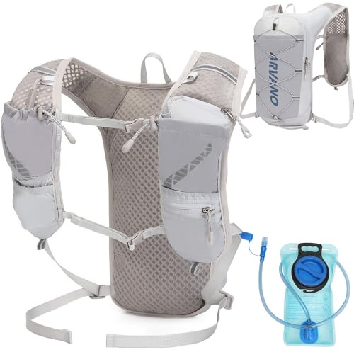 Arvano Chaleco de Hidratación 5L Ligero con Bolsa de Agua 1,5L - Mochila Trail Transpirable para Carrera, Maratón y Ciclismo