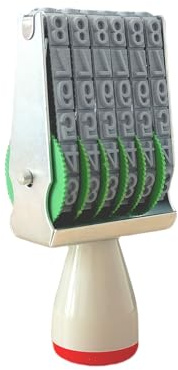 Homvik Timbro a rullo con numeri, piccolo timbro con codice data modificabile per imballaggio, scrapbooking, rotella multifunzione, timbri di cancelleria per ufficio (6 cifre)