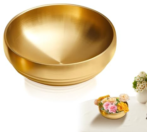 Cuenco decorativo de acero inoxidable dorado, 7.2 pulgadas, cuenco de metal para mesa de entrada, decoración del hogar, plato moderno para llaves para mesa de café, cocina, encimera de mesa (1 pieza