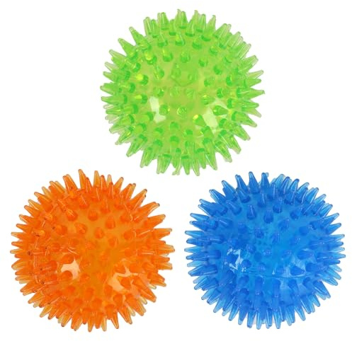Balles pour Chiens, 3 Pcs Squeaky Ball Dogs de 6.5 cm, Balle pour Chien Indestructible, Ballon Rebondissante Spiky Jouet Durabl pour Chiens de Petite et Moyenne Taille de Petite et Moyenne Taille