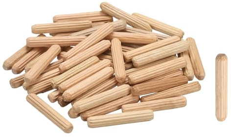 sourcing map Wooden Dowel Pins 3/16x 1-13/64 (5mm x 30mm) Straight Dowel Rods Wood Fluted Dowels Rods for Crafts Furniture DIY Hardwood Count 50