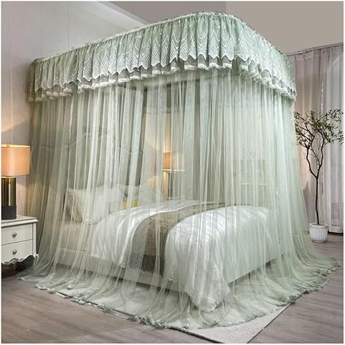 Mosquitera con Dosel de Verano con Soporte de Metal, Cortina para Cama Individual o Doble, decoración para Dormitorio (Verde, 180 x 220 cm)