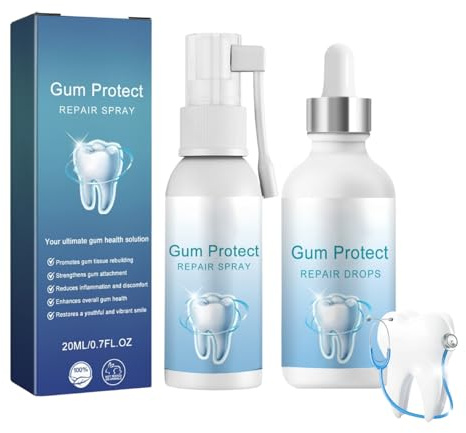 ZahnfleischReparaturSpray 20ml & Tropfen 30ml: Gum Regrowth, Zahnfleischrückgang Behandlung, Aufbau Gum Protect Repair Gel gegen Zahnsteinentferner, Teeth Whitening & Repair,Frischer Atem
