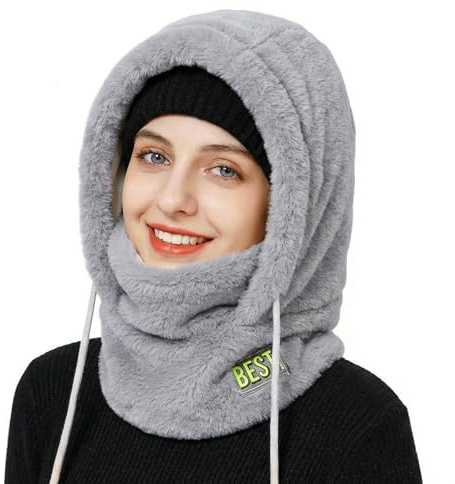 AYPOW Cagoule d'hiver en Polaire Chaud Homme Femme, Multifonction Masque de Ski Bonnet Coupe-Vent Thermique, Balaclava Chapeau à Capuche avec Cache-Cou Echarpe pour Ski Vélo Ski Moto Cyclisme