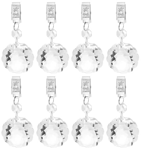 QUARKZMAN 8 Piezas De Pesos para Mantel, Pesos para Cubremantel De Cristal con Clip Metálico, Colgante En Forma De Flor De Ciruelo Transparente 100 X 44mm para Decoración Y Jardín