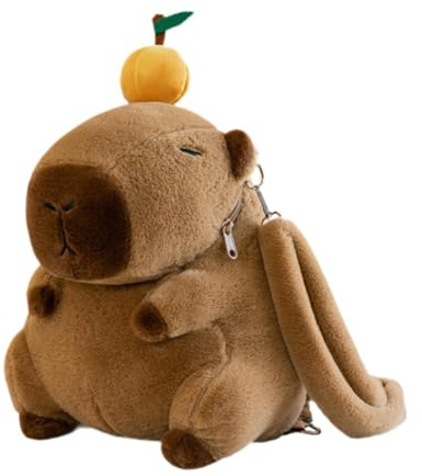 Colcolo Mochila Capibara Mochila de Peluche Bolso de Hombro Peluche Suave Bolso Escolar Funcional con Diseño Tierno y Material Cómodo Adecuada para, Naranja, universal