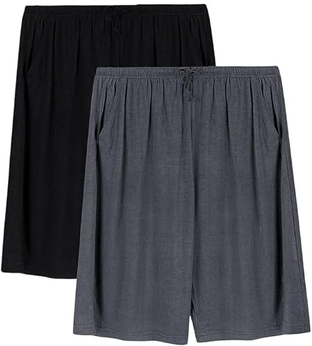 ADUDVLO Mens 2 Pack Pajama Shorts, Mens Sleep Shorts Lounge Soft Comfy Pj Bottom Sleeping Pants Breathable Summer Modal Sleepwear
