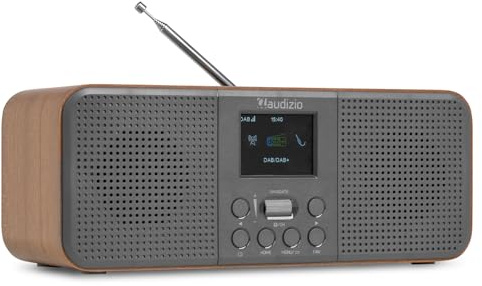 Audizio Bucine - Internetradio WLAN mit DAB Plus Radio, Bluetooth, 40 Watt Stereo Digitalradio, LCD-Farbdisplay, Wecker & Sleeptimer, Auto-Suchlauf, 3,5mm AUX, WiFi Radio Internet - Grau
