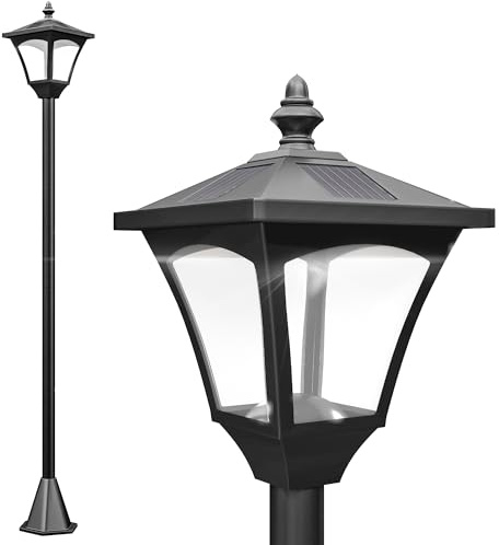 HOMCOM Luminaire extérieur lampadaire sur pied solaire lampadaire lanterne classique LED 30 Lm dim. 15L x 15l x 120H cm noir