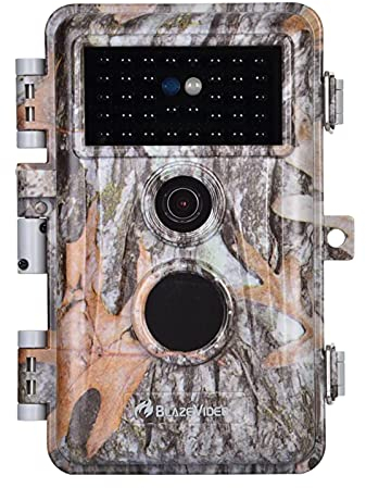 BlazeVideo WildKamera Beutekamera Nachtsichtkamera mit 48MP Foto 1296P HD-Video, 36-Stück LED Invisible Infrared Night Vision, Draussen Fotofallen Kamera Bewegungsaktiviert, IP66 Wasserdicht