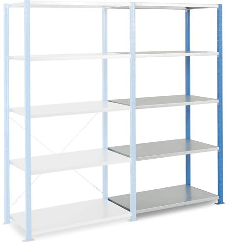 kaiserkraft | Schnellbau-Schwerlast-Steckregal | Fachboden-BxT 1250 x 800 mm | Fachlast 240 kg | Anbauregal | Höhe 2000 mm | 5 Fachböden