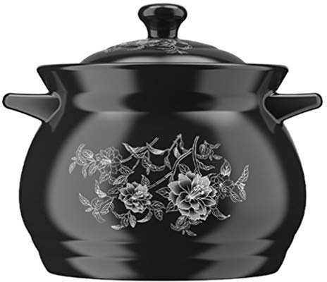 1Pc Ceramic Stew Pot Wear-resistant Multipurpose Cooking Pot with Handles Heat-resistant Cover for People Beautiful Design for Kitchen Use