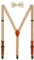 WANYING 2cm Hosenträger Fliege Sets | Retro PU Leder 3 Messingartige Clips Y Form Hosenträger Elastisch Verstellbar für Körpergröße 140-190cm - Beige