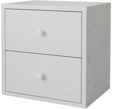 FUSUNBAO Magic DIY Cube Storage Organizer Stackable Cubes for Home Books Clothes Toy-Modular Cubby Storage System-Office Cubical-Bookcase Closet (Pure White-Washed, Drawer Cube)