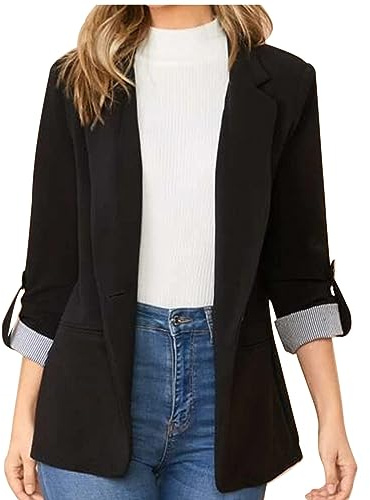 L9WEI Dam höst vinter kavaj business elegant revers outfit enfärgad långärmad jackor affärskläder