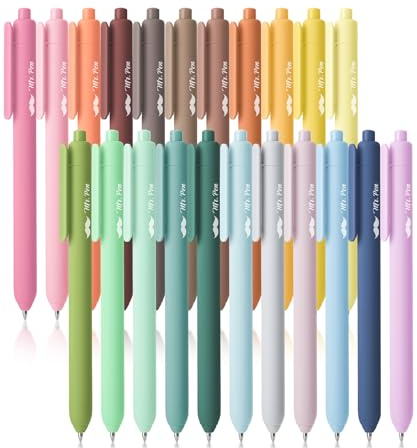 Mr. Pen - Lot de 22 stylos à encre gel rétractables, pointe fine, multicolore, prise en main confortable, thème vintage, ambidextre, instrument d'écriture