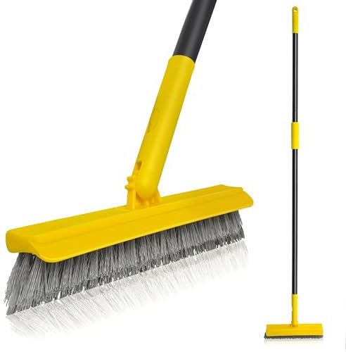 DALIPER Brosse à Récurer à Coulis 2-en-1 avec Manche Long de 127CM, Rotative à 180°, Brosse à Joints de Douche avec Poils Rigides