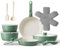 Redchef 16pcs Ceramic Pots and Pans Set Non Stick, Nonstick Cookware Set with Detachable Handle, PFAS PFOA & PTFE Free, RV Ceramic Cookware Set for Camping, Oven Safe (Green)