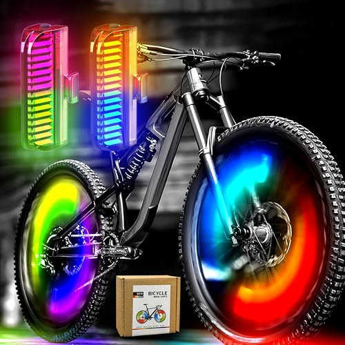 Set di 2 luci per bicicletta ricaricabili per ruote di bicicletta resistenti alle intemperie, luci per bicicletta per adulti e bambini, 7 colori variabili, sensore di movimento, 2 pezzi