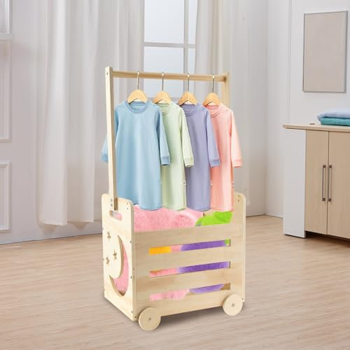 Baby-Duschkiste, Schrank mit Rädern, Babykorb aus Holz mit Griff, für Babyspielzeug, Aufbewahrungsbox, dekorativer Baby-Kleiderständer für Schuhe, Bücher, Babyparty, Schwangerschaft, neue Eltern