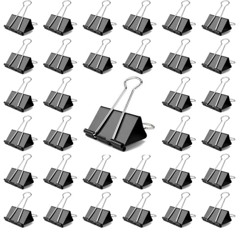 45pcs Binder Clips, 25mm Black Metal Foldback Clips, Small Bulldog Clip Metal Foldback Clamps Black Stationery File Money Paper Clamps Binder Clip for School