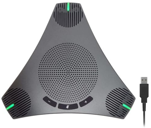 Conference Speaker and Microphone, USB Speakerphone with 360° Omnidirectional Voice Pickup, Hi-Fi Sound, Echo & Noise Reduction for Business, Home Office, Online Meeting, VoIP/Skype/Teams/Zoom Call