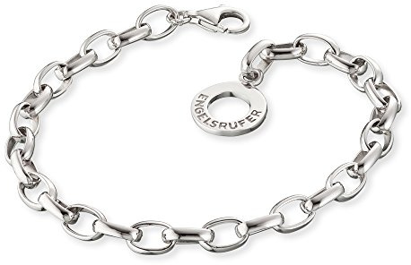 Engelsrufer Damen Charm-Armband aus rhodiniertem 925er Sterlingsilber, verstellbare Länge 19,5 cm, elegantes Accessoire