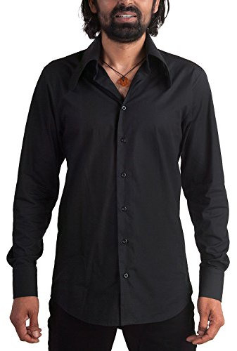 Chemise avec col pelle à tarte - Années 1970 - Noir - Noir - Large