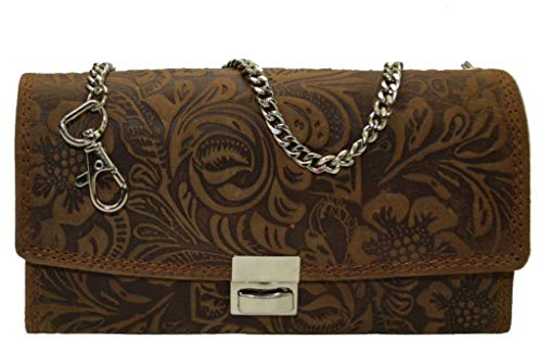 flevado Gastronomie Kellner Set Wild Leder mit Lilianen Muster im Set oder einzeln in braun (Kellnerbörse)