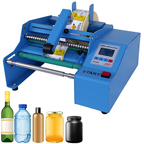 Label STS808 Semi-Automatic Label Applicator Machine, Round Bottle Labeling, One & Two Labels Mode, Adjustable for Round Containers