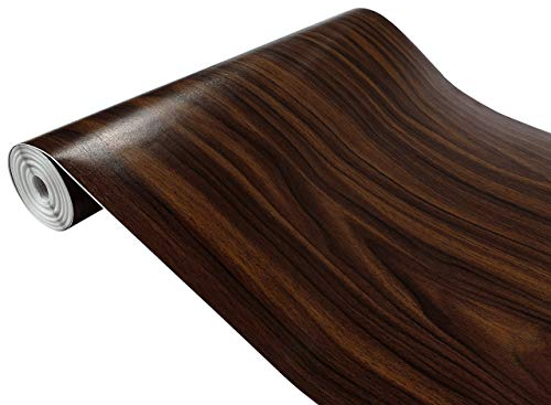 DecoMeister Klebefolie in Holz-Optik Holzfolien Deko-Folien Holzdekor Selbstklebefolie Möbelfolie Selbstklebend Fertigrolle Holz Folie für Möbel Walnuss Dunkelbraun 45x200 cm