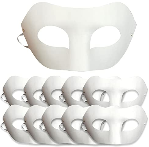 Feeziloe 10 Pcs DIY White Paper Masks Zorro Blank Mask, Hand Painted Mask for Personality Creative Design Dance Party, Masquerade, Cosplay Party
