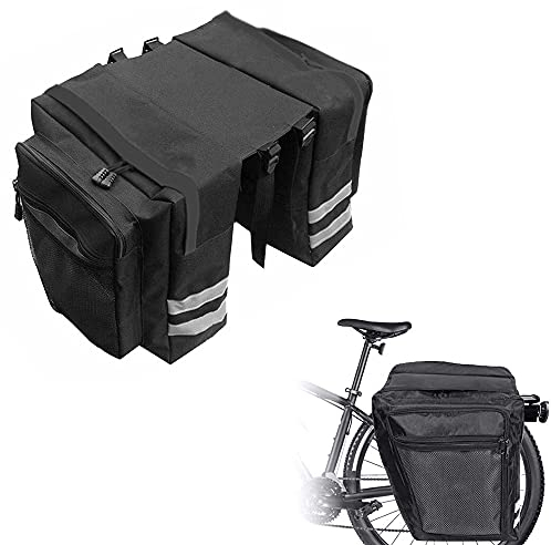 Dilireba Fahrradtaschen Gepäckträger, Gepäckträgertasche, Fahrradtasche Doppeltasche Gepäckträger Tasche, Hinterradtasche Doppeltasche Wasserdicht, für Pendlergepäckträger mit Regenschutz, Schwarz