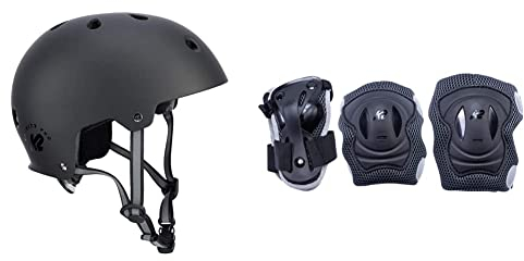 K2 Damen Herren Inline Skates Helm Varsity PRO - schwarz - L (59-61cm) - 30D4111.1.1.L & Performance Wrist Guard M – Black - Anthracite – 30E1417