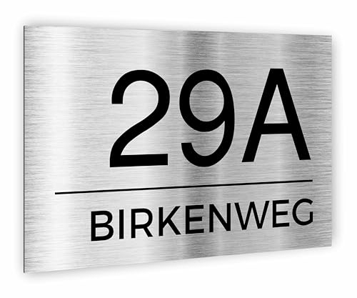 Premium Hausnummer | individuell anpassbar | Aluverbund silber gebürstet | UV Beständig | Witterungsfest